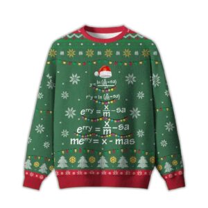 2025 Math Merry Xmas Tree Green Ugly Christmas Sweater