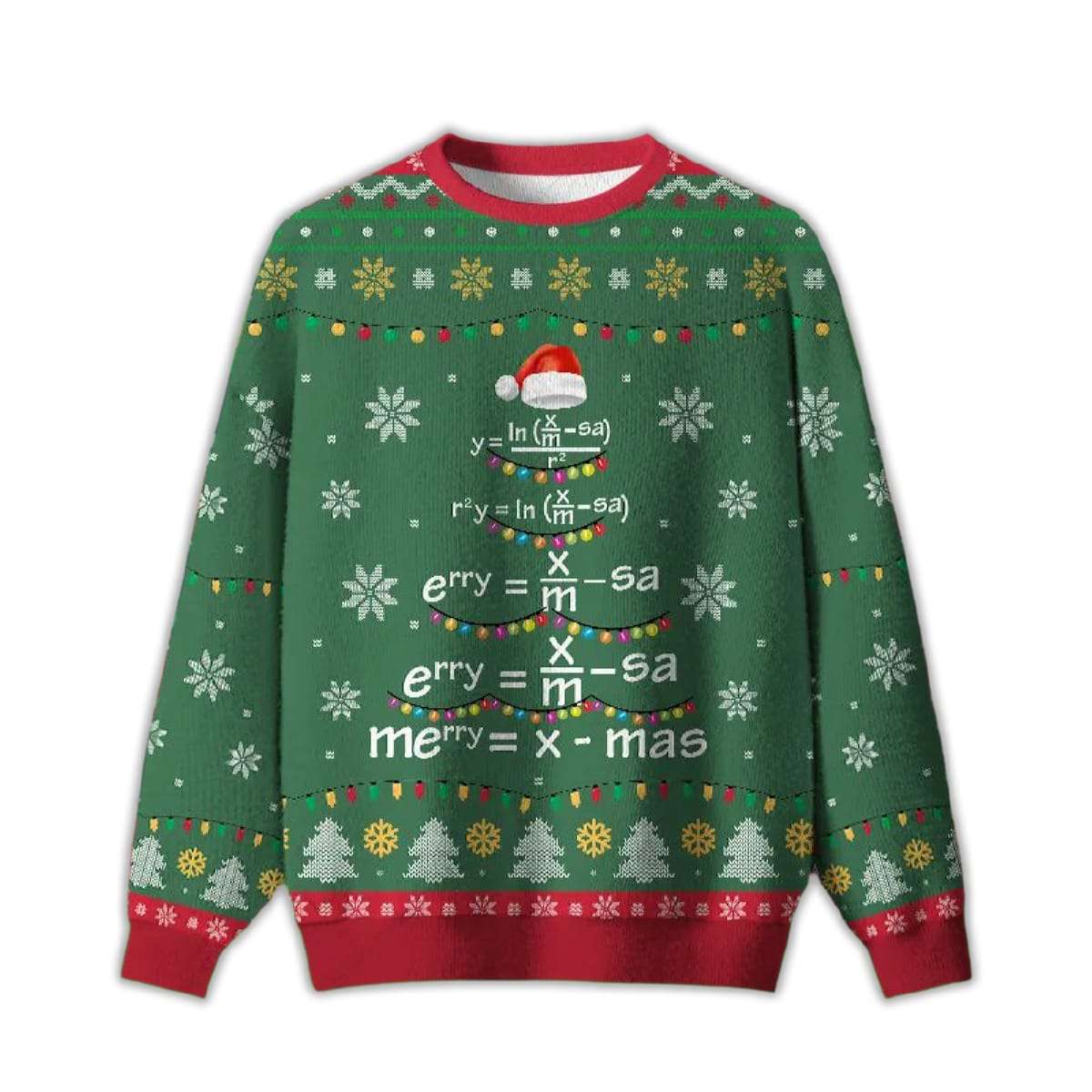 2025 Math Merry Xmas Tree Green Ugly Christmas Sweater