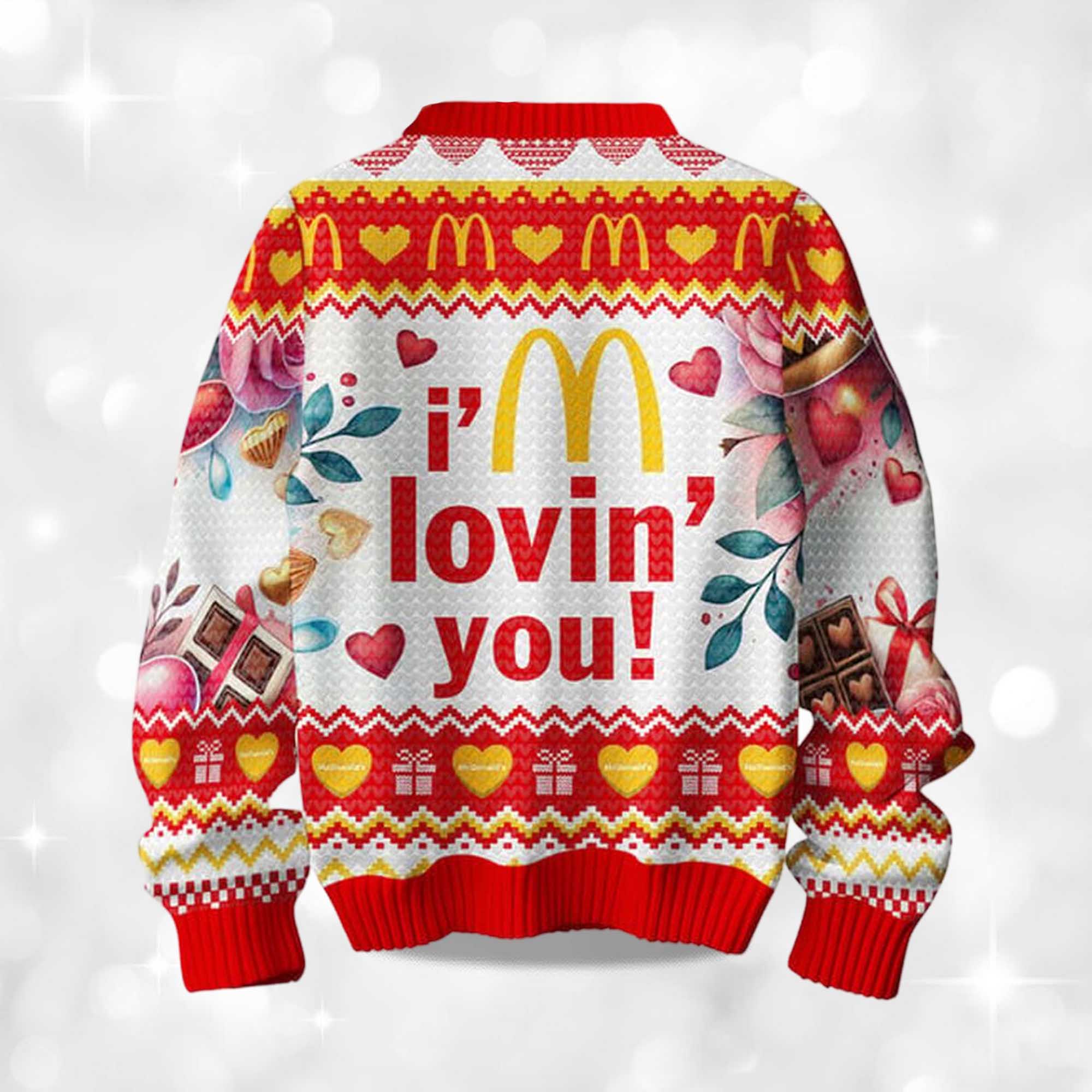 Alternative view of 2025 McDonaldâ€™s Iâ€™M Loving You 2025 Christmas Ugly Sweater