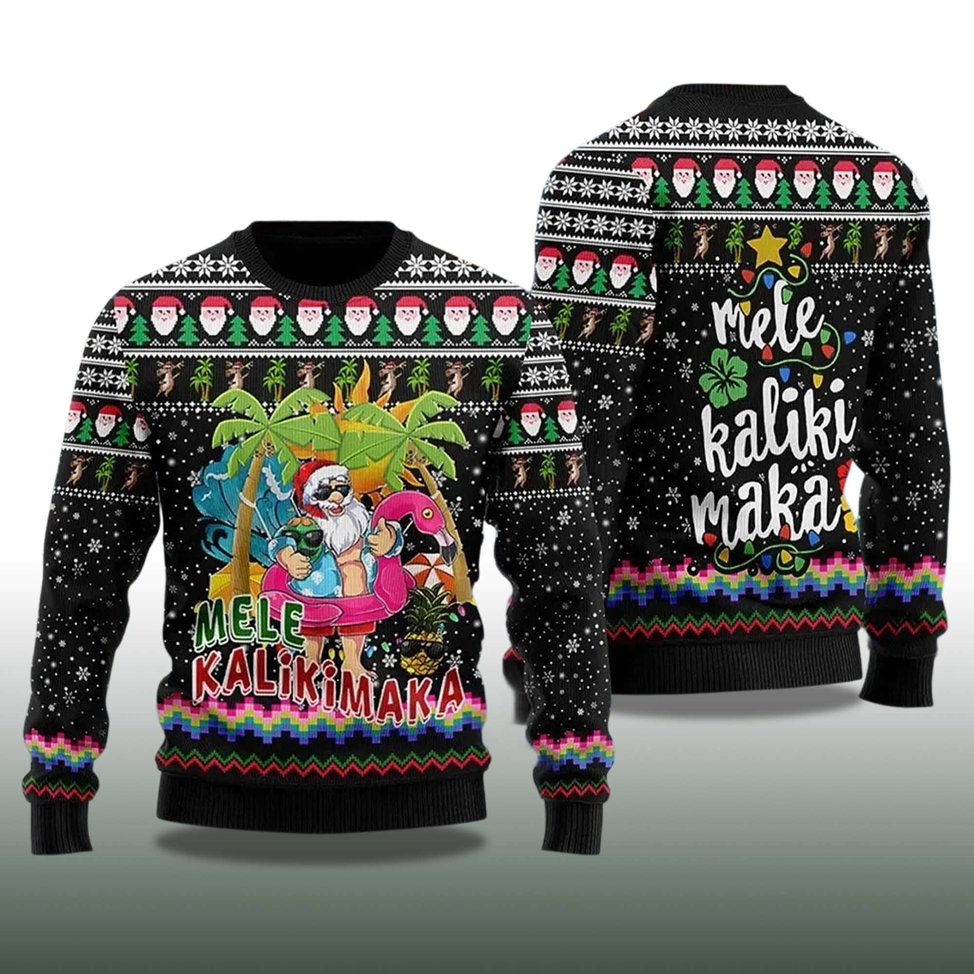 Alternative view of 2025 Mele Kalikimaka Santa Claus Ugly Christmas Sweater