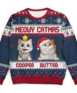 2025 Meowy Catmas Personalized Ugly Christmas Sweater
