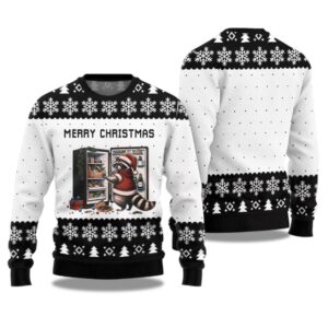 2025 Merry Christmas Raccoon Ugly Christmas Sweater