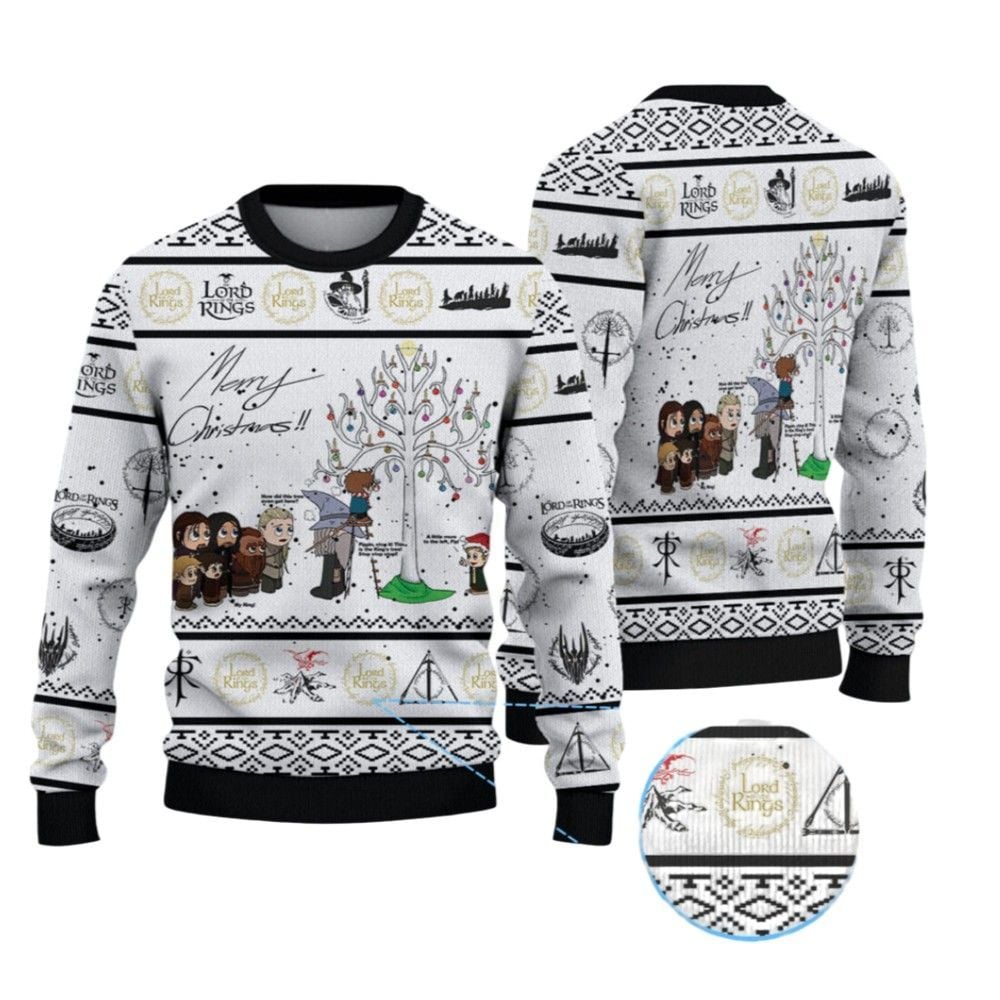 Alternative view of 2025 Merry Christmas The Lord Of The Rings Ugly Sweater - Grishko.com