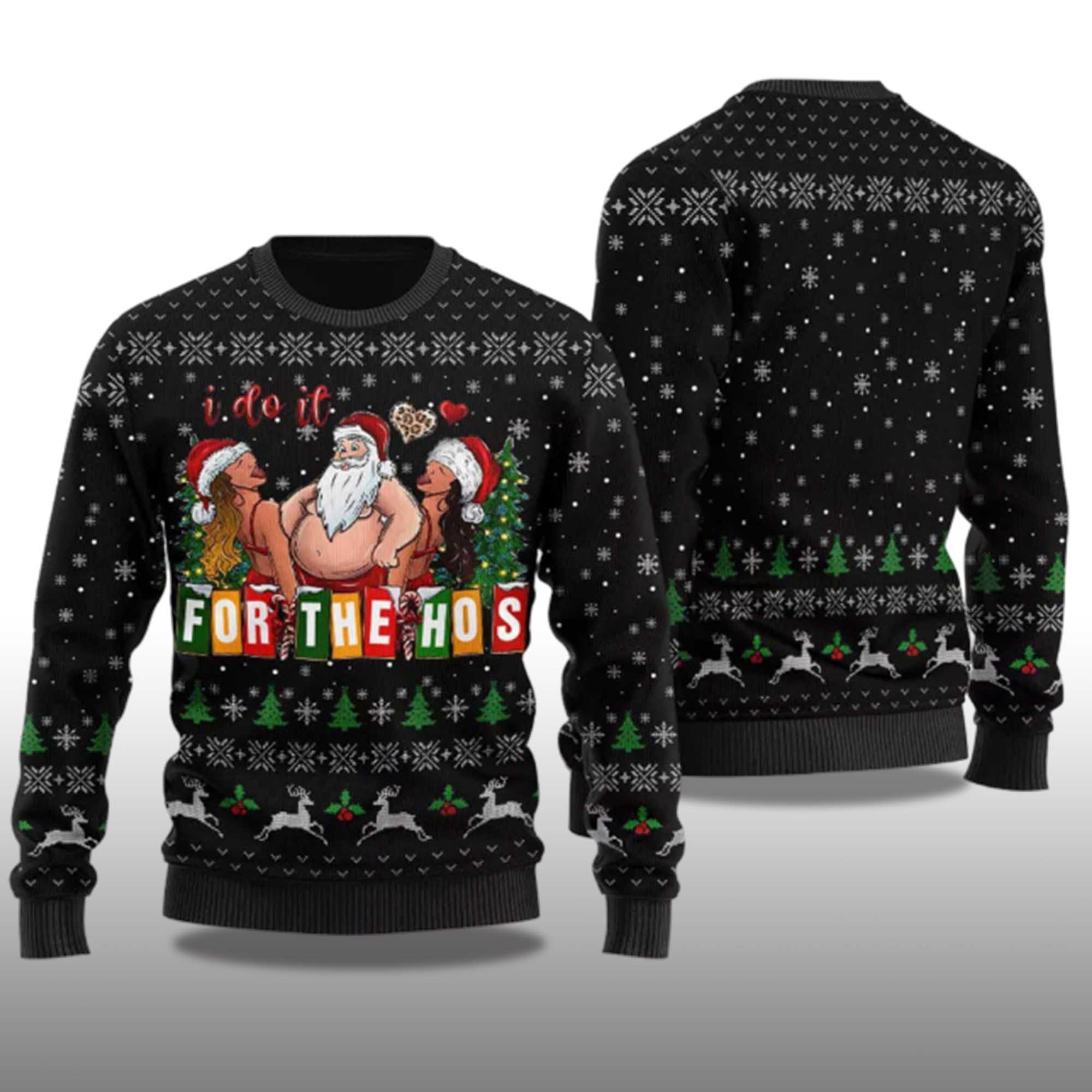 Alternative view of 2025 Merry I Do It For The Hos Santa Ugly Christmas Sweater