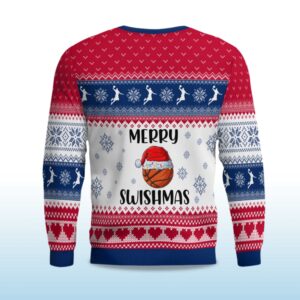 Alternative view of 2025 Merry Swishmas Basketball Ugly Christmas Sweater