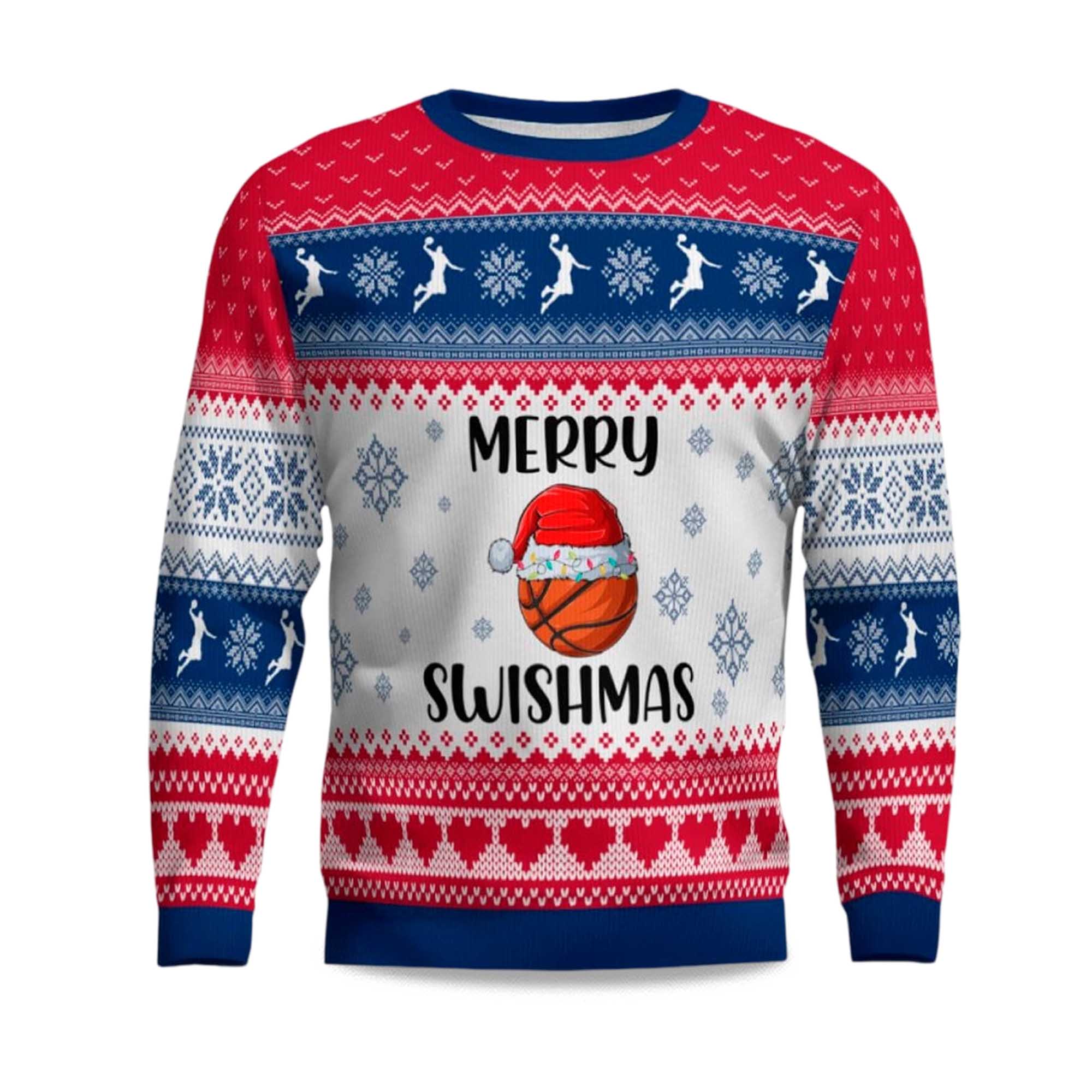 2025 Merry Swishmas Basketball Ugly Christmas Sweater