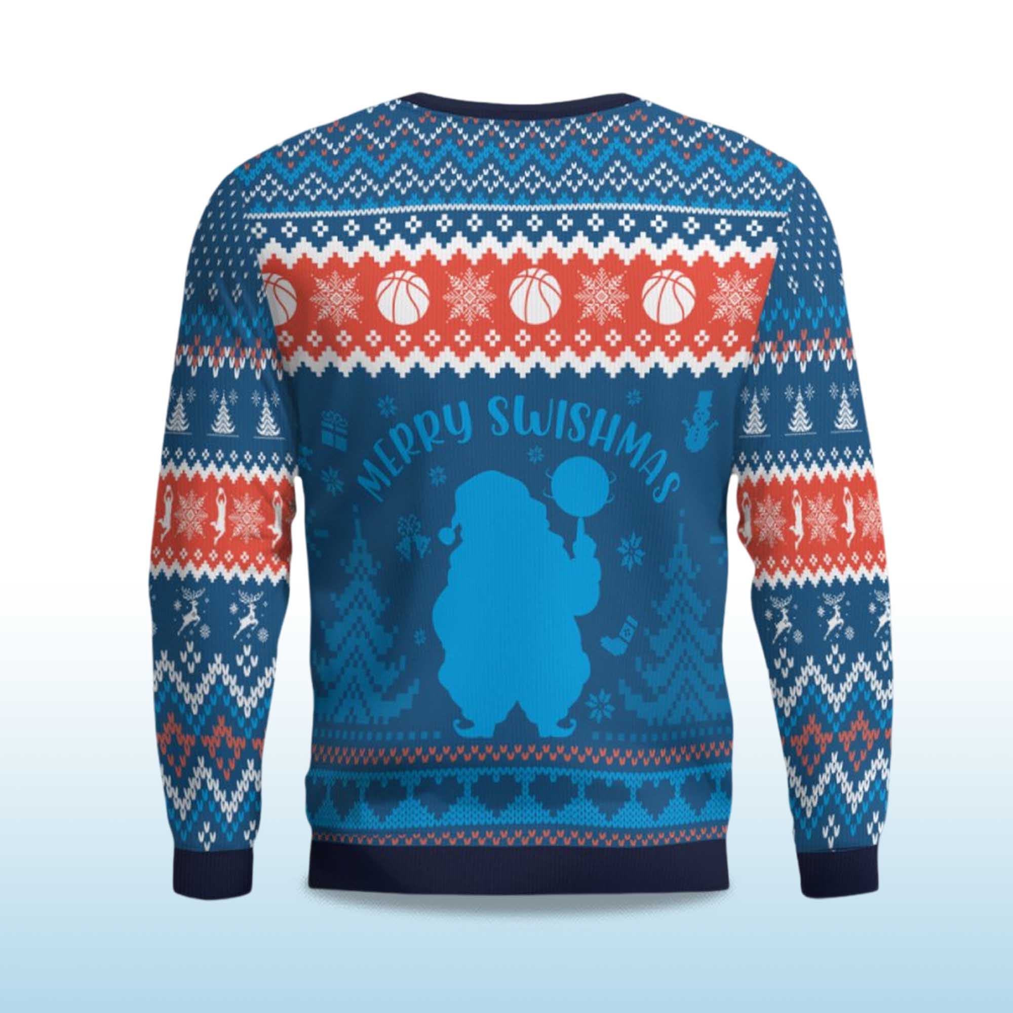 Alternative view of 2025 Merry Swishmas Basketball With Santa Ugly Christmas Sweater