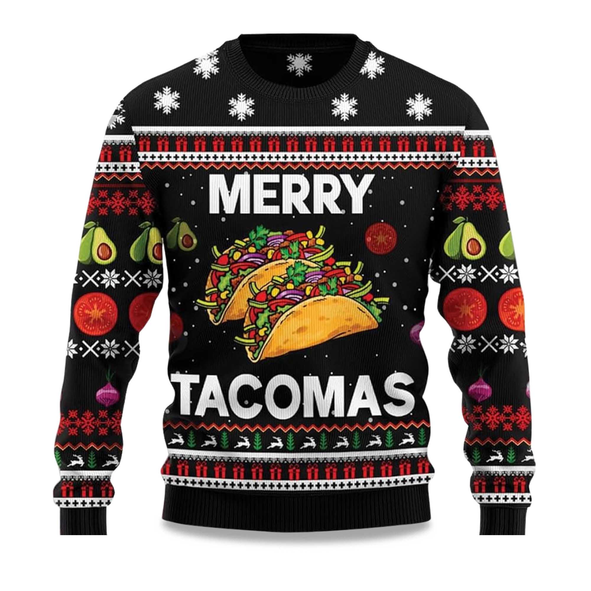 2025 Merry Tacomas Ugly Christmas Sweater