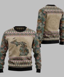 2025 Michigan Mandala Ugly Christmas Sweater 