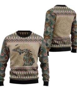 Alternative view of 2025 Michigan Mandala Ugly Christmas Sweater 