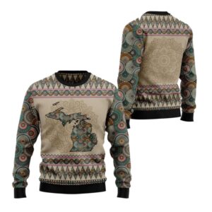 Alternative view of 2025 Michigan Mandala Ugly Christmas Sweater - Grishko.com