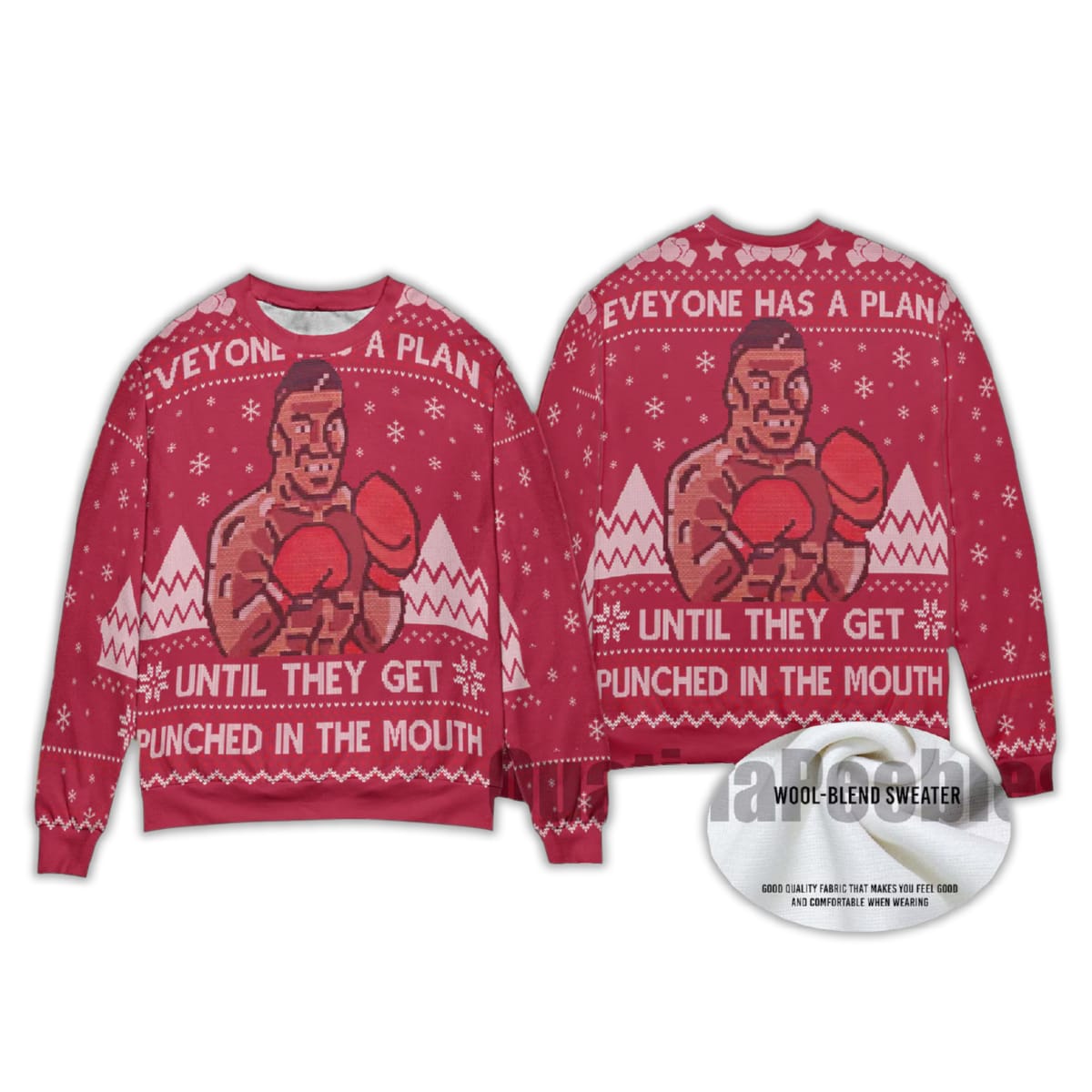 Alternative view of 2025 Mike Tyson Everyone Has A Plan Until They Get Punched In The Mouth Ugly Christmas Sweater