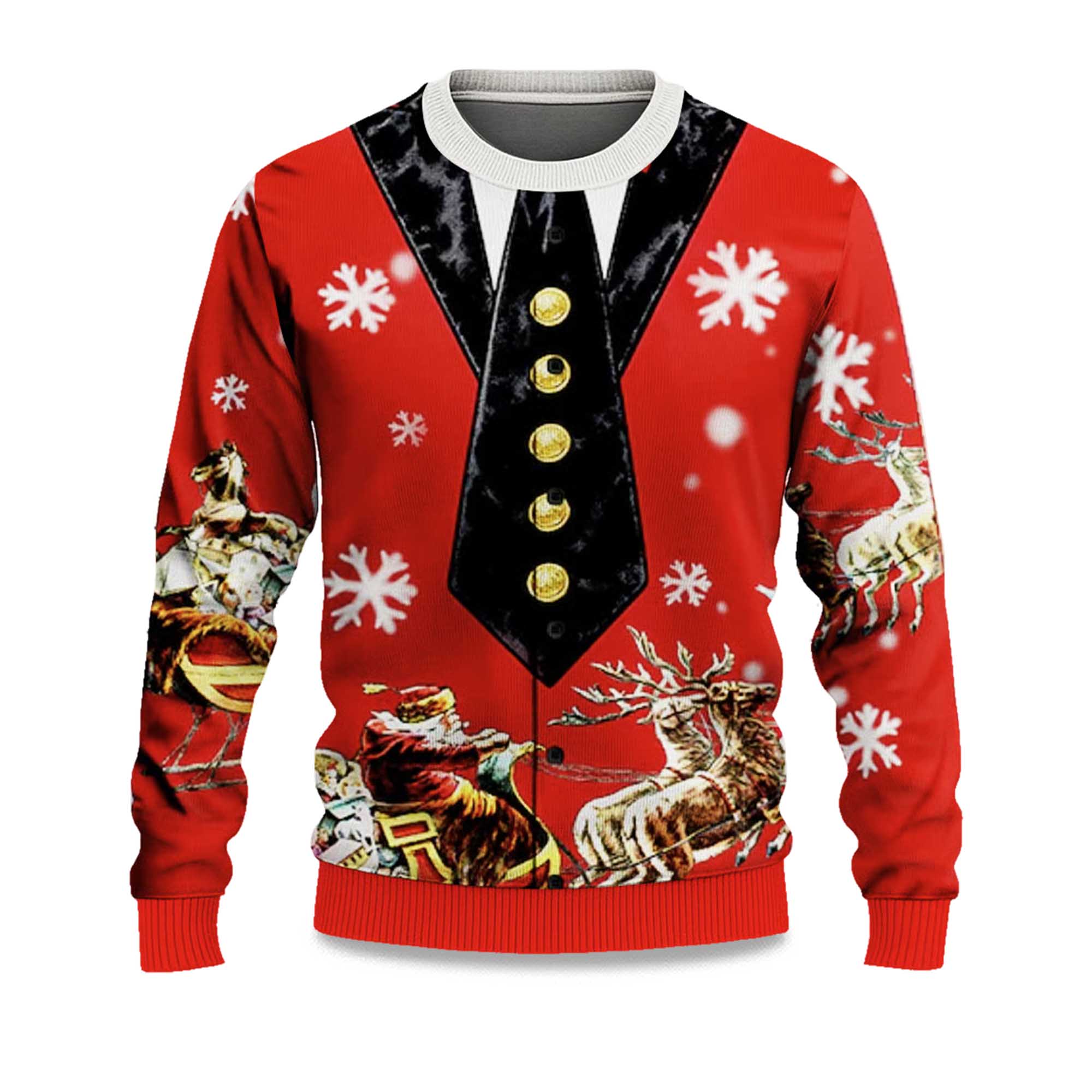 2025 Mock Collar and Suit Design Ugly Christmas Sweater