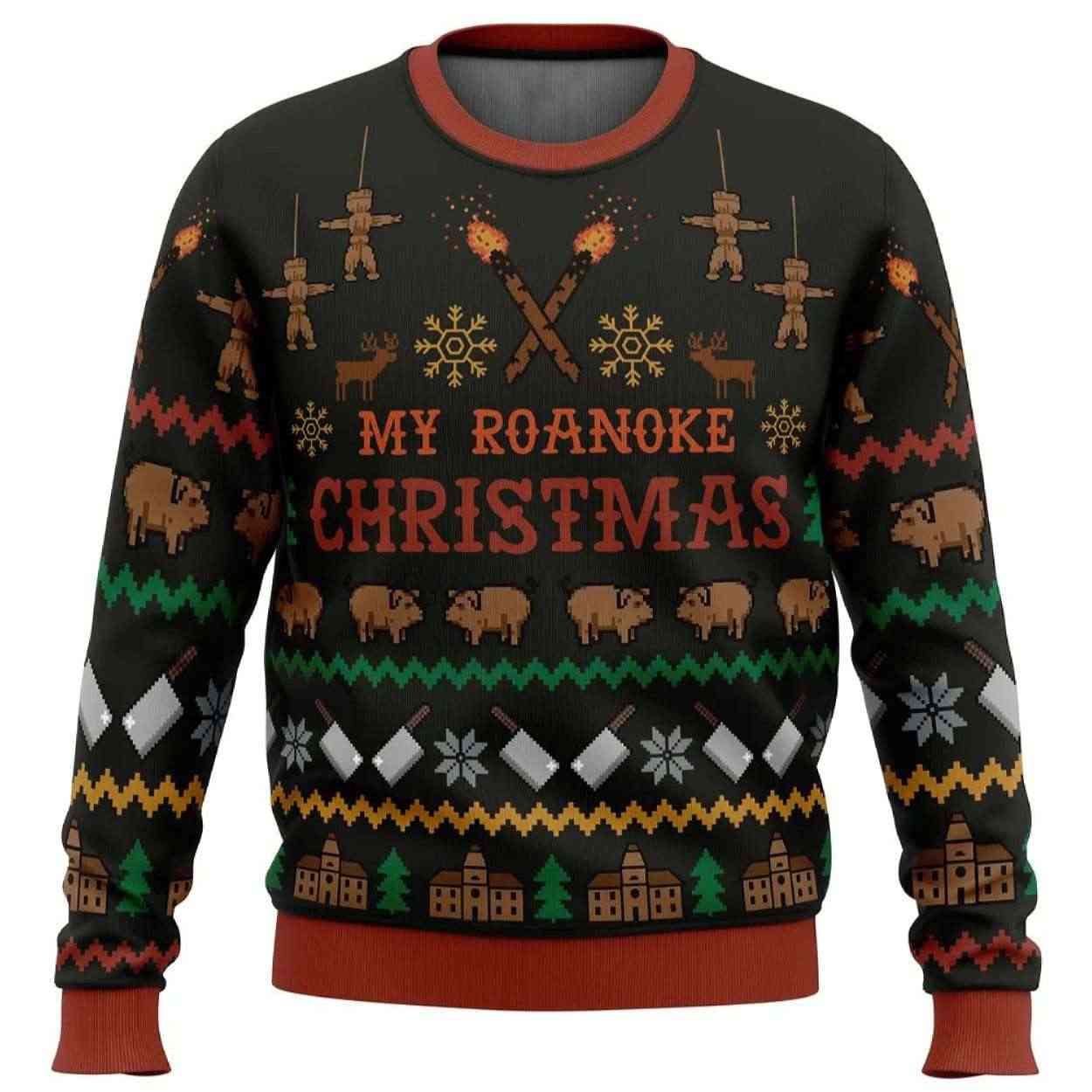 2025 My Roanoke Christmas American Horror Story Ugly Christmas Sweater