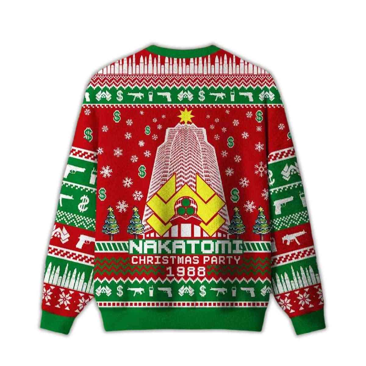 Alternative view of 2025 Nakatomi Corporation Christmas Party Snowflake Tower Ugly Christmas Sweater