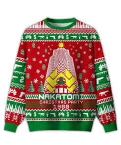 2025 Nakatomi Corporation Christmas Party Snowflake Tower Ugly Christmas Sweater