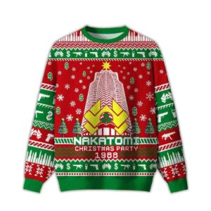 2025 Nakatomi Corporation Christmas Party Snowflake Tower Ugly Christmas Sweater