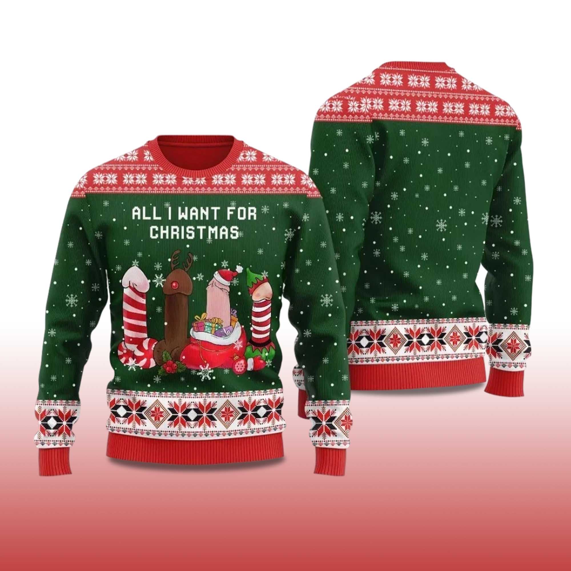 Alternative view of 2025 Naughty Dick All I Want For Christmas Ugly Christmas Sweater