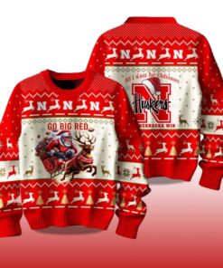 Alternative view of 2025 Nebraska Cornhuskers Go Big Red Ugly Christmas Sweater