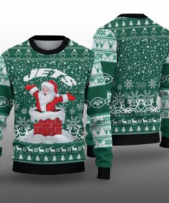 2025 NY Jets Funny Santa Ugly Christmas Sweater 