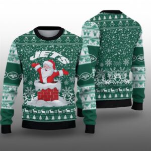2025 NY Jets Funny Santa Ugly Christmas Sweater - Grishko.com