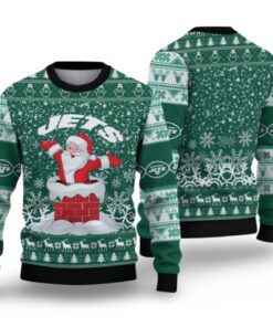 Alternative view of 2025 NY Jets Funny Santa Ugly Christmas Sweater 
