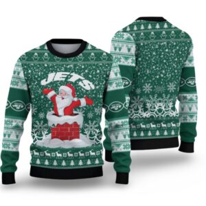 Alternative view of 2025 NY Jets Funny Santa Ugly Christmas Sweater - Grishko.com