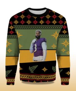 Alternative view of 2025 Odell Baltimore Ravens Ugly Christmas Sweater