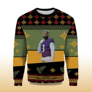 Alternative view of 2025 Odell Baltimore Ravens Ugly Christmas Sweater
