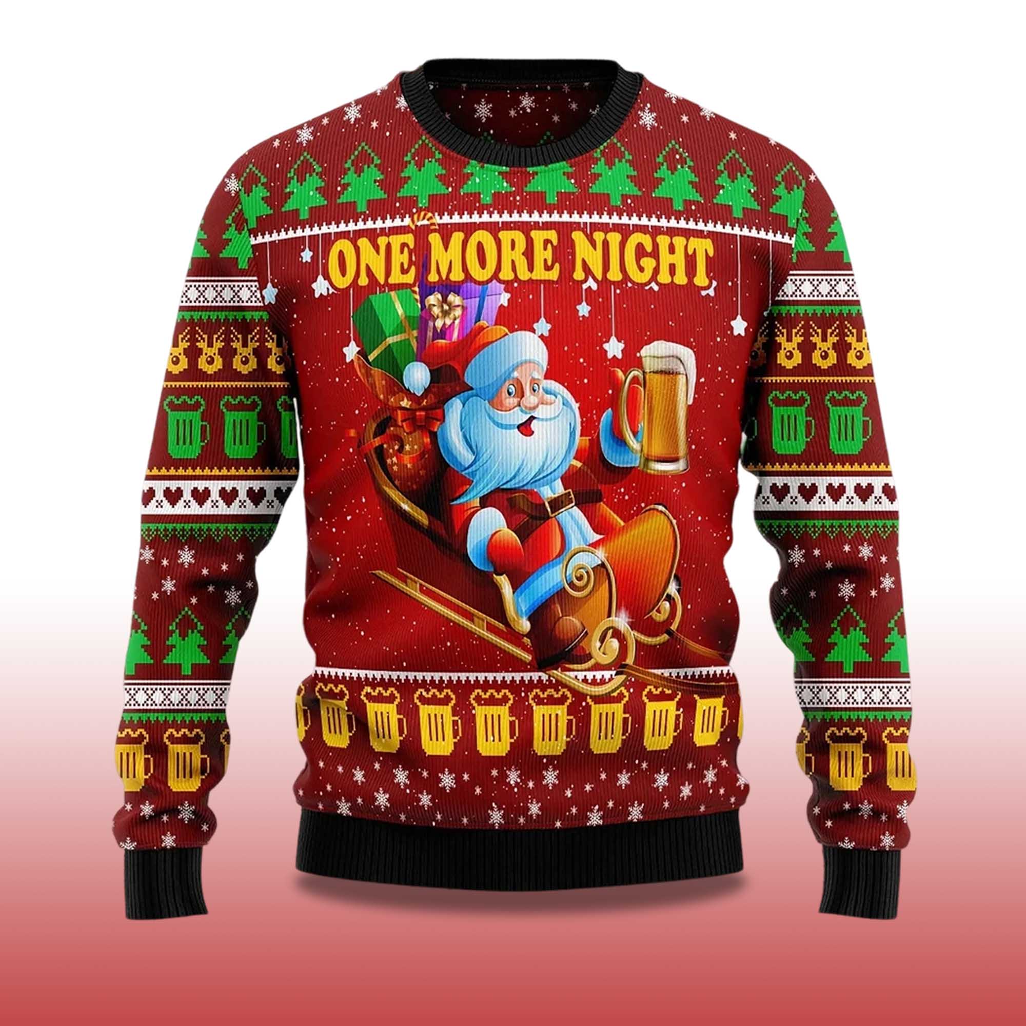 Alternative view of 2025 One More Night Ugly Christmas Sweater