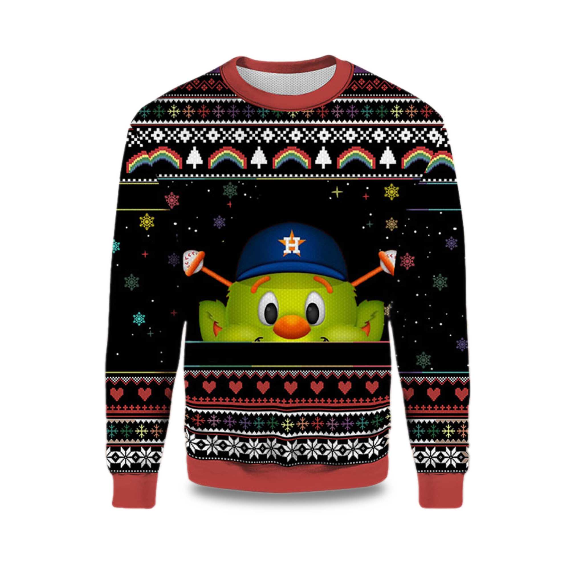 2025 Orbit Houston Astros Minimalist Mascot Ugly Christmas Sweater