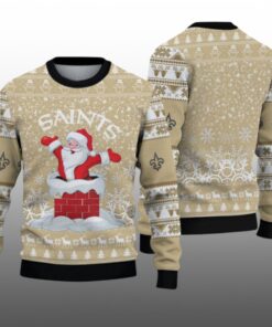 2025 Orleans Saints Santa Ugly Christmas Sweater 