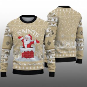 2025 Orleans Saints Santa Ugly Christmas Sweater - Grishko.com