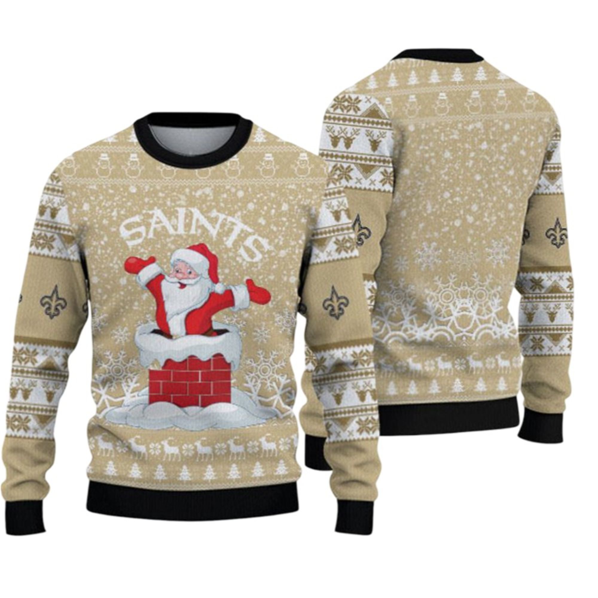 Alternative view of 2025 Orleans Saints Santa Ugly Christmas Sweater - Grishko.com
