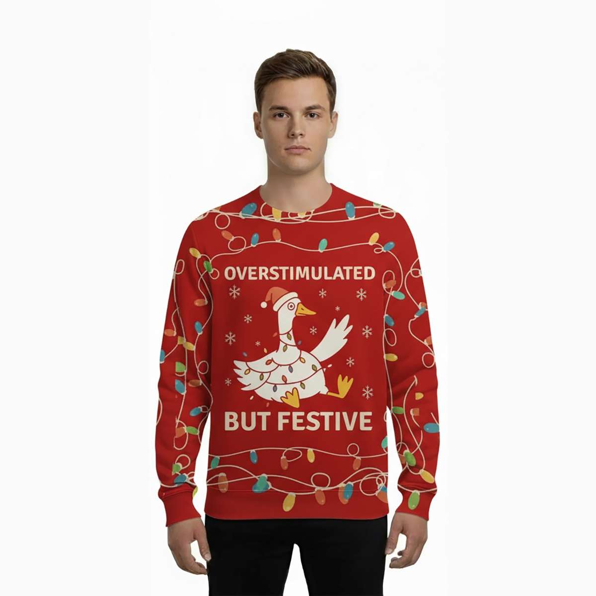 Alternative view of 2025 Overstimulated But Festive Ugly Christmas Sweater
