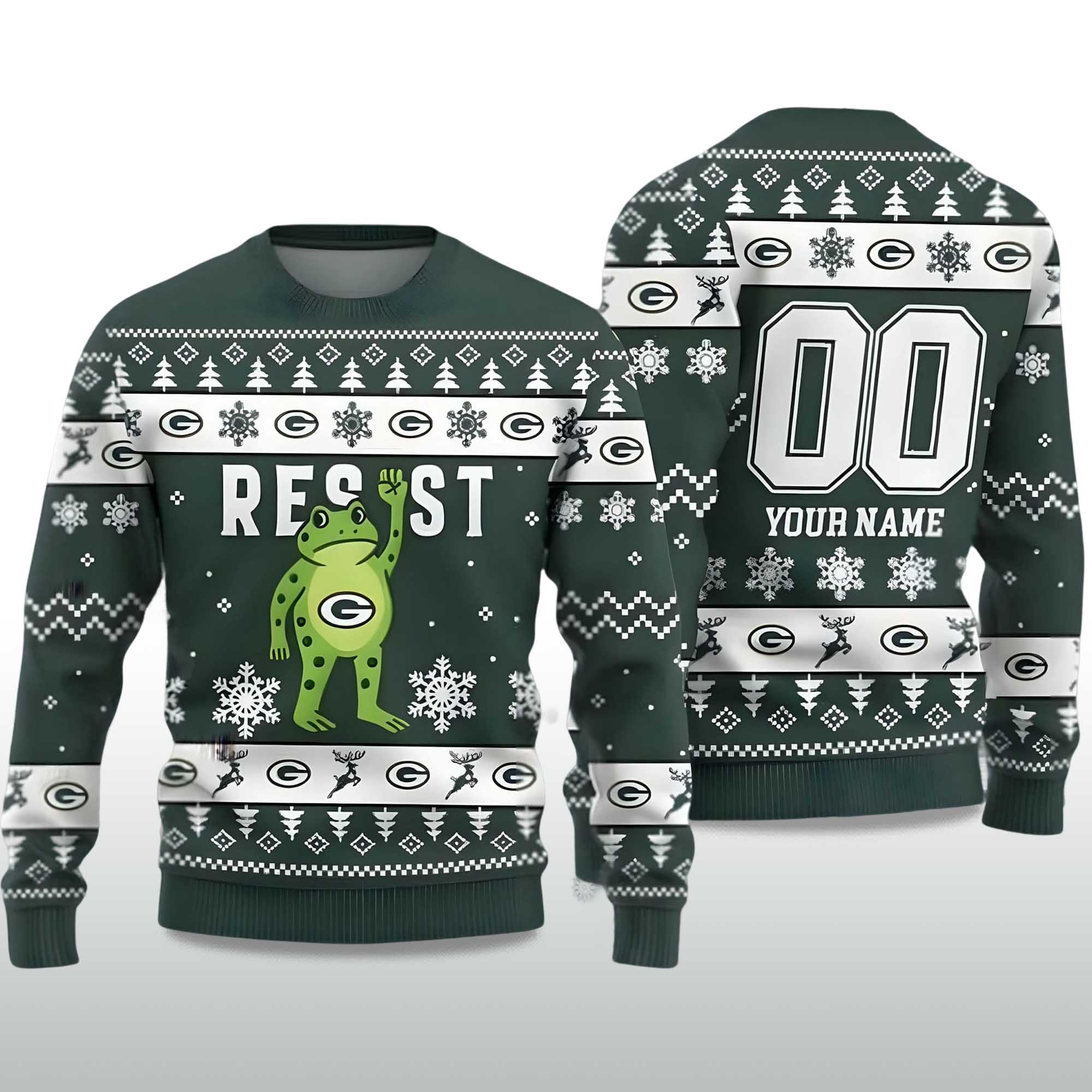 Alternative view of 2025 Packers Portland Frog Resist Ugly Christmas Sweater