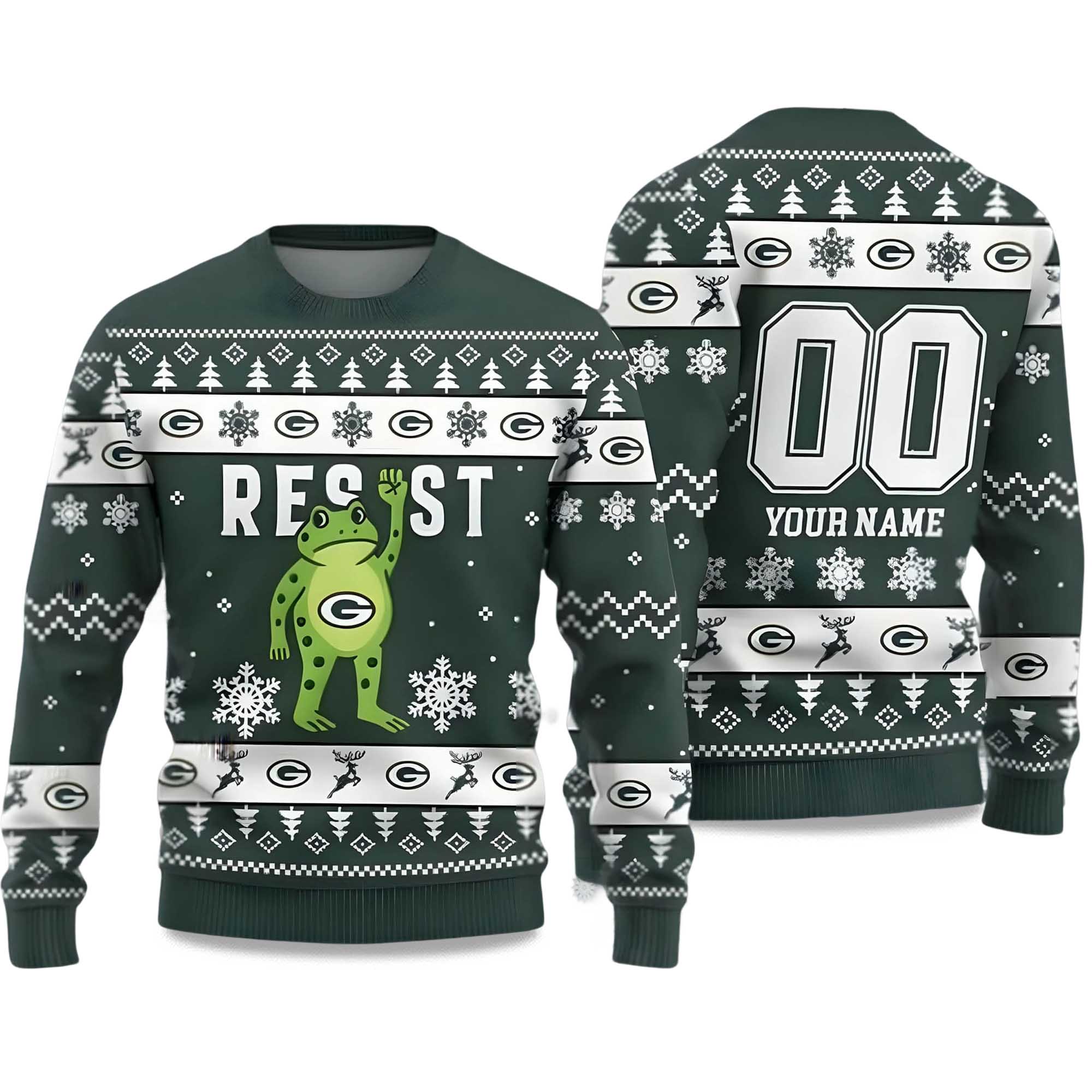 2025 Packers Portland Frog Resist Ugly Christmas Sweater