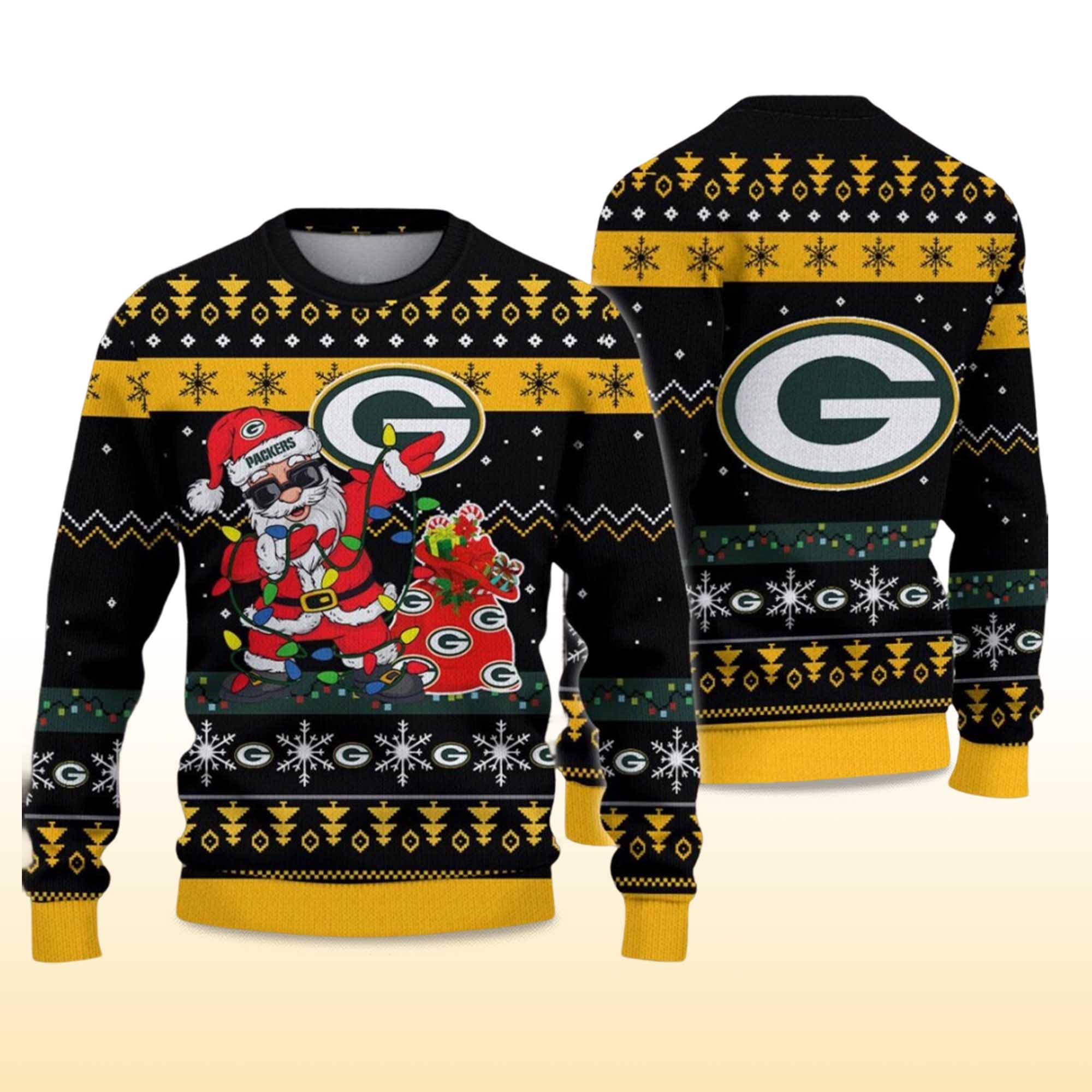 Alternative view of 2025 Packers Santa Claus Ugly Christmas Sweater