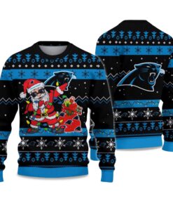 2025 Panthers Santa Claus Ugly Christmas Sweater