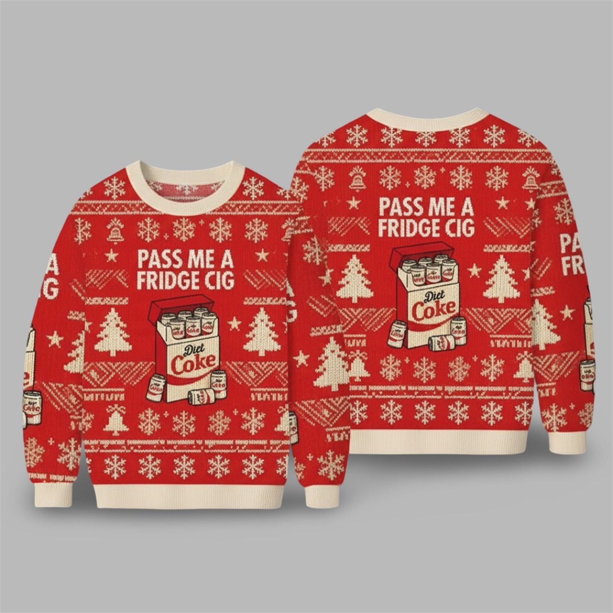 2025 Pass Me A Fridge Cig Diet Coke Christmas Ugly Sweater - Grishko.com