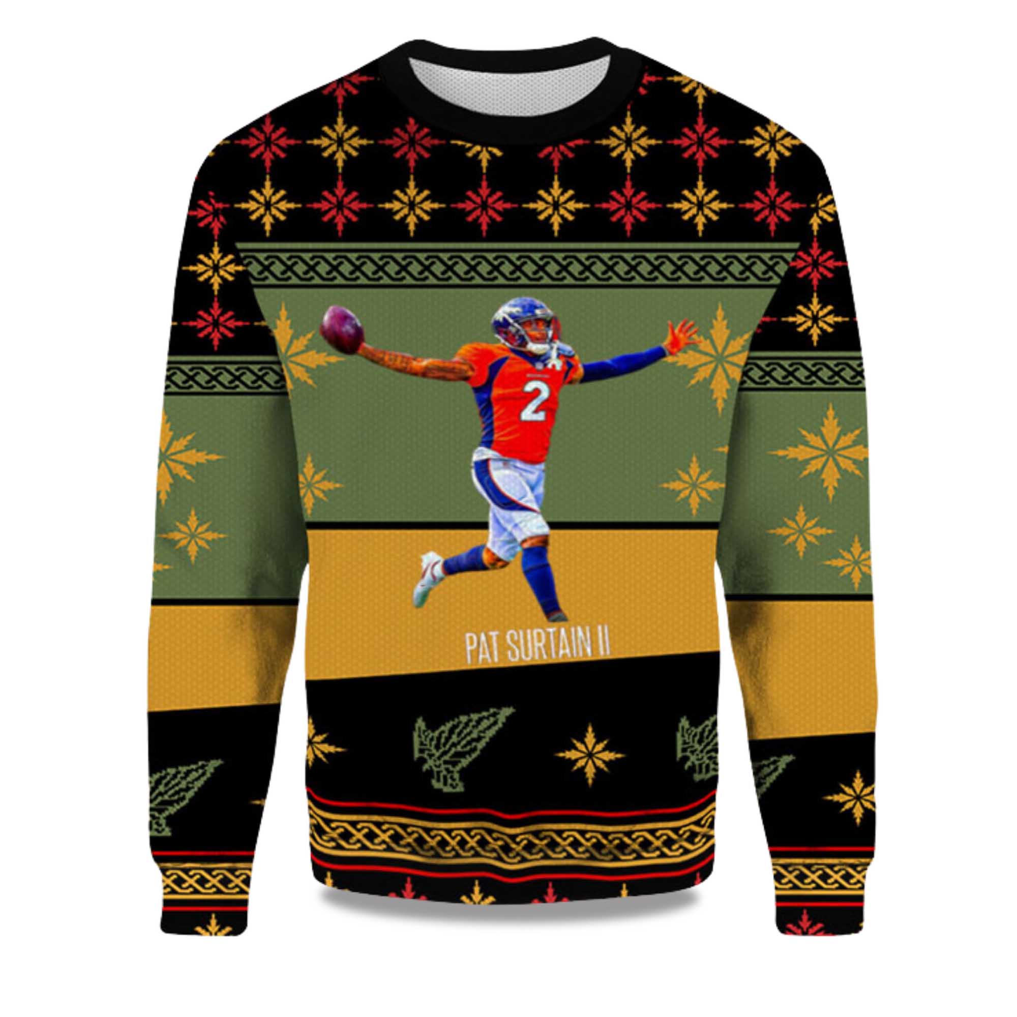 2025 Pat Surtain II Denver Broncos Ugly Christmas Sweater