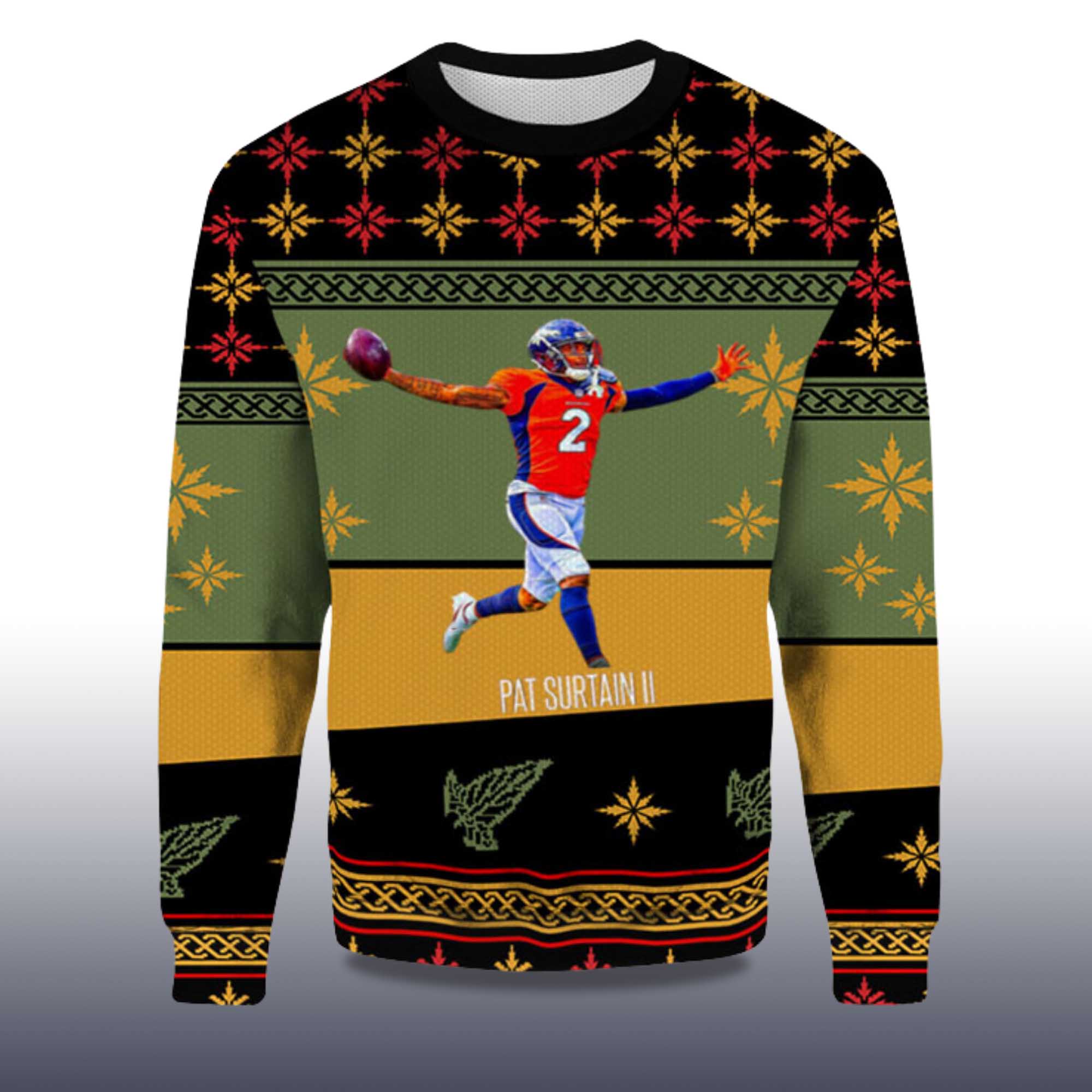 Alternative view of 2025 Pat Surtain II Denver Broncos Ugly Christmas Sweater