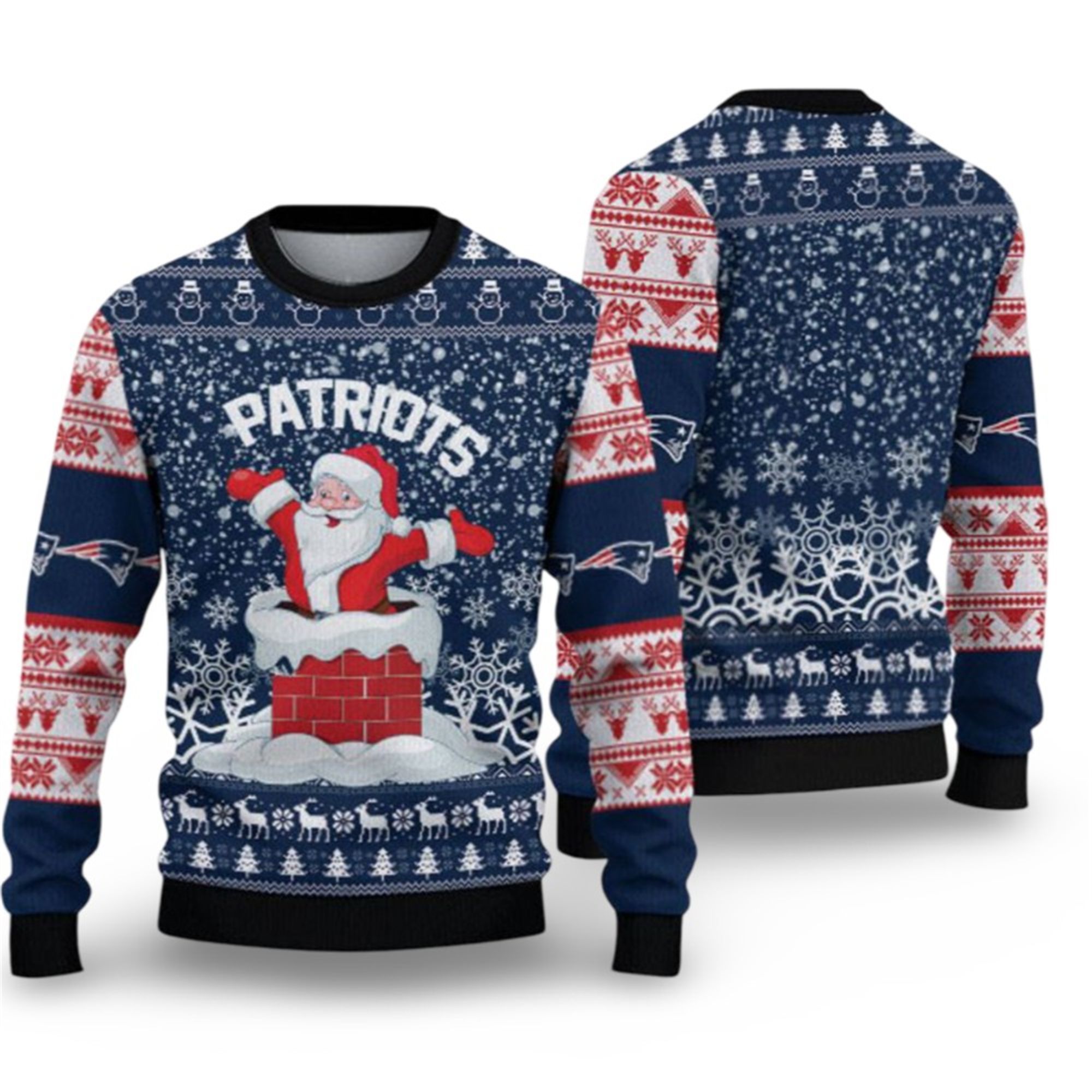 Alternative view of 2025 Patriots Funny Santa Ugly Christmas Sweater - Grishko.com