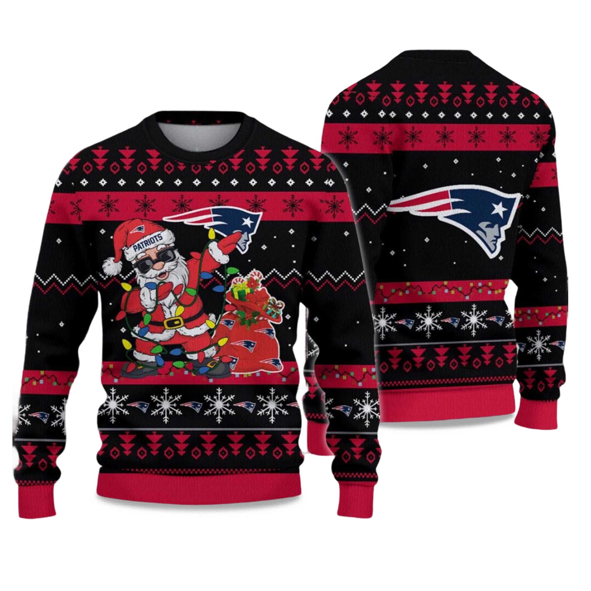 2025 Patriots Santa Claus Ugly Christmas Sweater