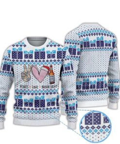 2025 Peace Love Busch Light Beer Ugly Christmas Sweater