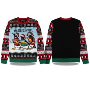 2025 Penguin Waddle Service Christmas Ugly Sweater