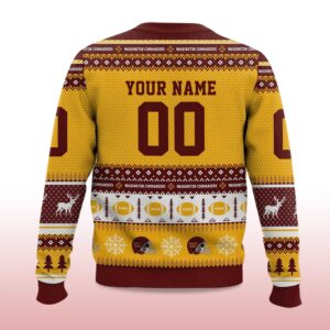 Alternative view of 2025 Personalized Commanders Football Ugly Christmas Sweater