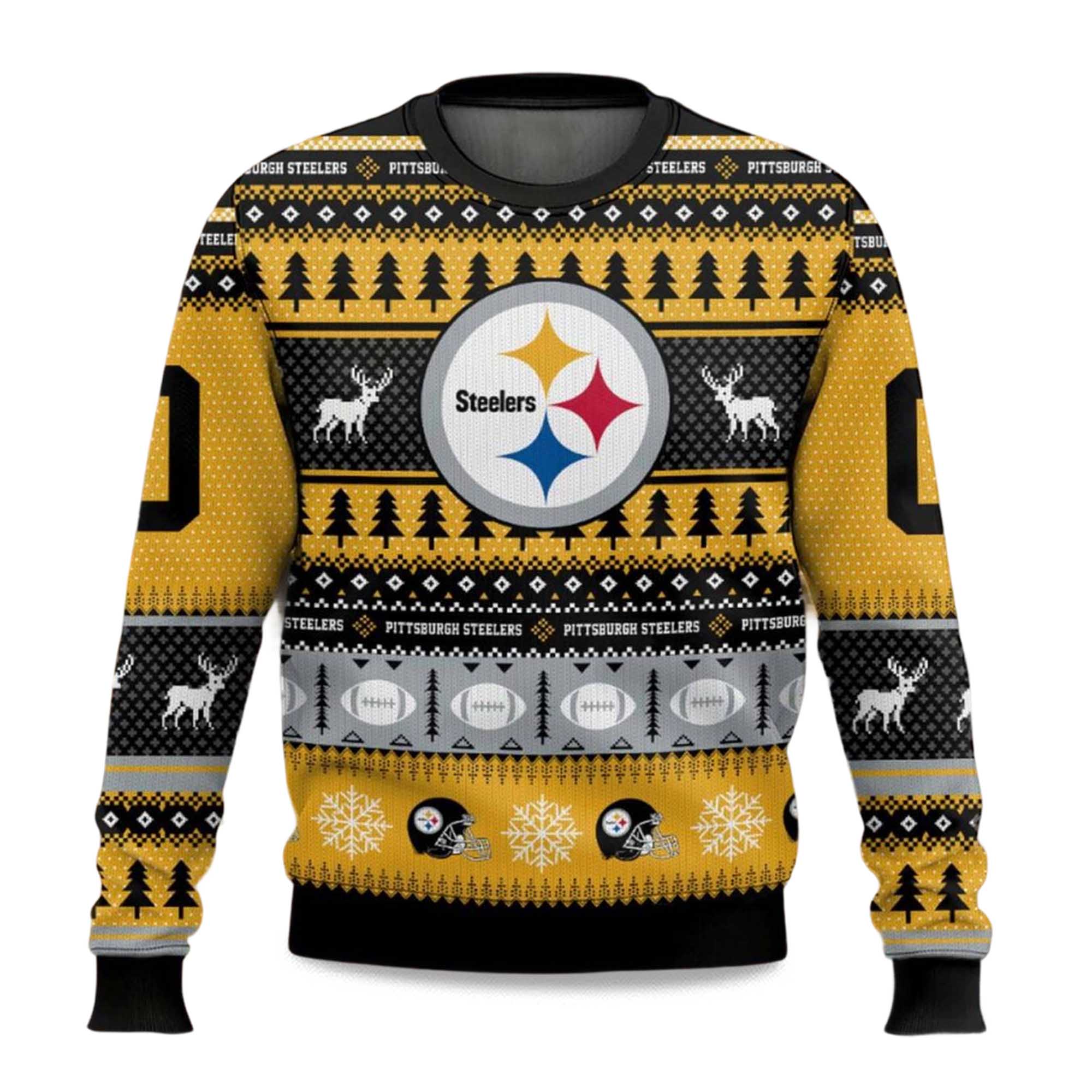 2025 Personalized Steelers Football 2025 Ugly Christmas Sweater
