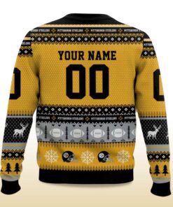 Alternative view of 2025 Personalized Steelers Football 2025 Ugly Christmas Sweater