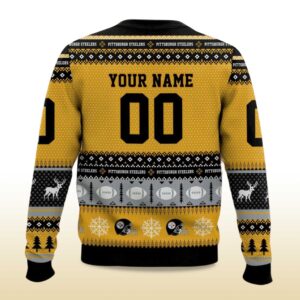 Alternative view of 2025 Personalized Steelers Football 2025 Ugly Christmas Sweater